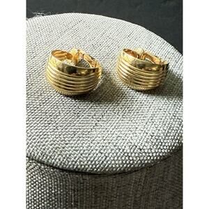 Vtg. Half Hoop Earrings Gold Tone Classic Minimalist Career Capsule Workwear Mod